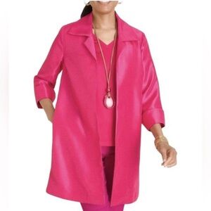 Chico's Fuchsia Longline Open Front Blazer